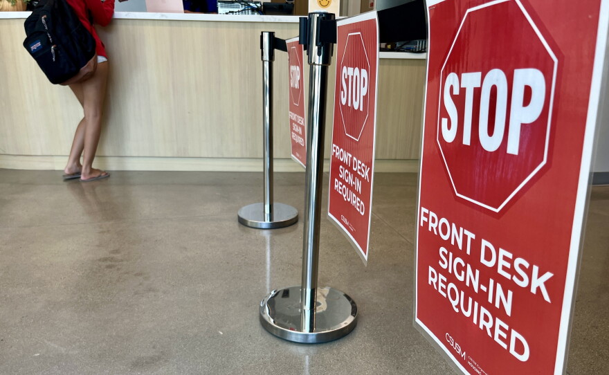 New signage has been put up inside of Black Oak Hall to accompany new safety procedures following multiple reported sexual assaults in student residences, Oct. 9, 2026.