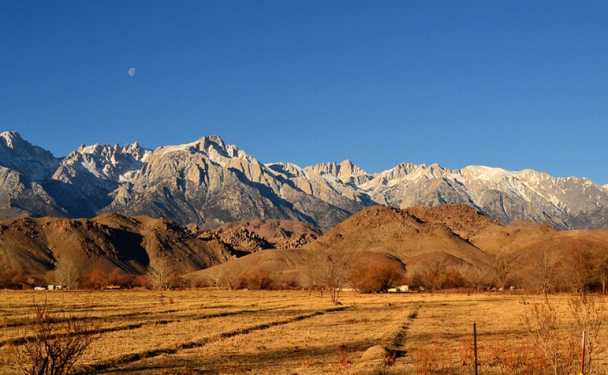 Owens Valley and the Sierra Nevada Mountains, the high desert environment that is drier today due to a century's worth of water diversions to Los Angeles, some 200 miles away.