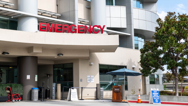 The entry to the emergency room at Sharp Grossmont Hospital, Aug. 27, 2026.