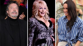 From left: Tim Curry, Dolly Parton, the Duchess of Sussex.