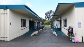 Two rows of portables sit across from each other in Solana Vista Elementary in the Solana Beach School District, April 12, 2016.