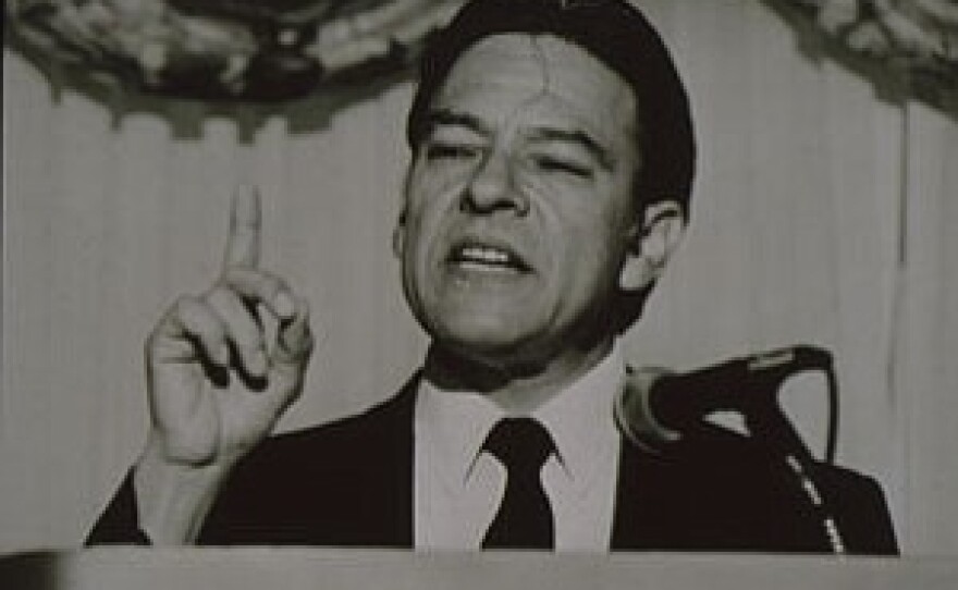 Willie Velasquez speaking at a Southwest Voter Registration and Education Event in 1988.