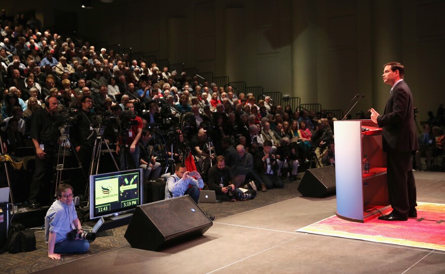 Sen. Marco Rubio spoke at the an Iowa Faith and Freedom Coalition meeting last weekend.