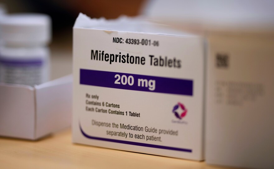 Mifepristone tablets sit on a table at a Planned Parenthood clinic in Ames, Iowa, on July 18, 2024.