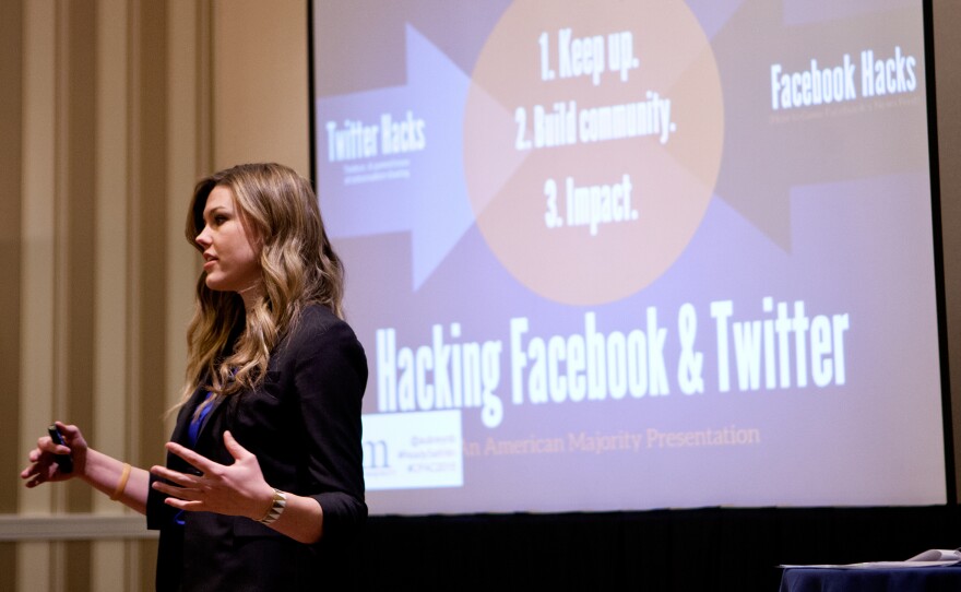 Aubrey Blankenship of American Majority presents during CPAC's Activism Boot Camp on Thursday.