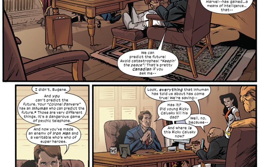 A page from a new issue of Marvel's Civil War II features Canadian Prime Minister Justin Trudeau.