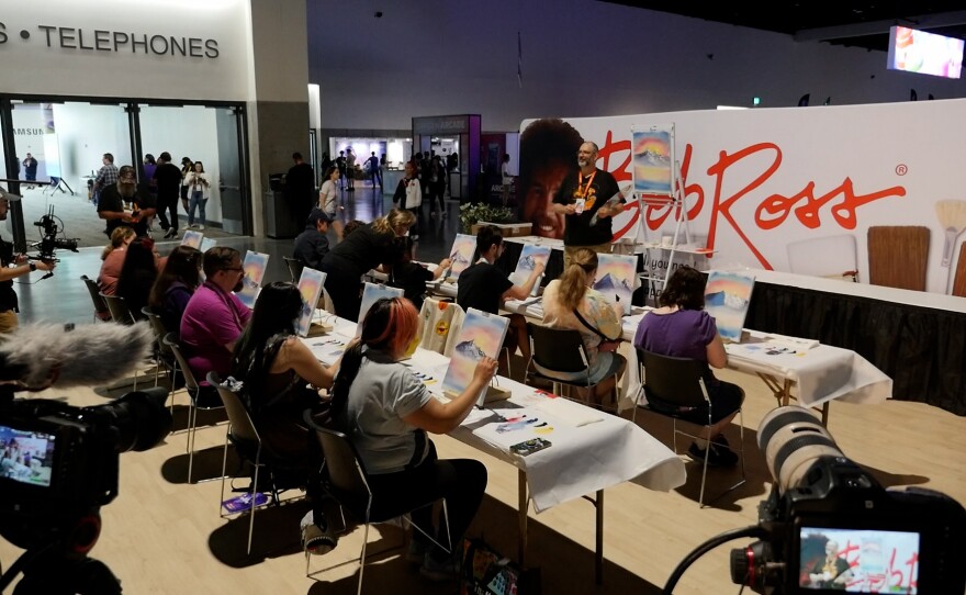 TwitchCon visitors attend an Official Bob Ross Paint-Along on Sept. 20, 2024 at the San Diego Convention Center.
