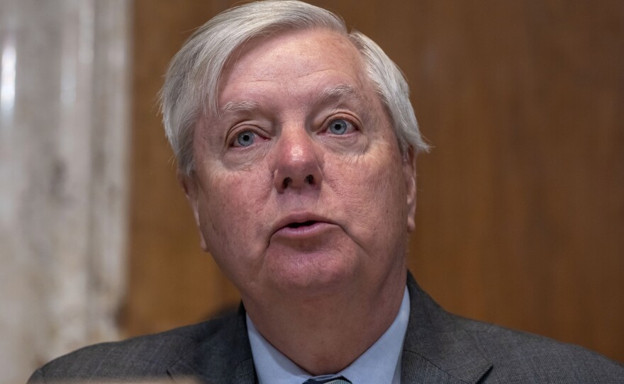 Sen. Lindsey Graham, R-S.C., speaks during a hearing of the Senate Appropriations Subcommittee on State, Foreign Operations, and Related Programs to examine proposed budget estimates and justification for fiscal year 2024 for the Department of State with Secretary of State Antony Blinken, Wednesday, March 22, 2023, on Capitol Hill in Washington.
