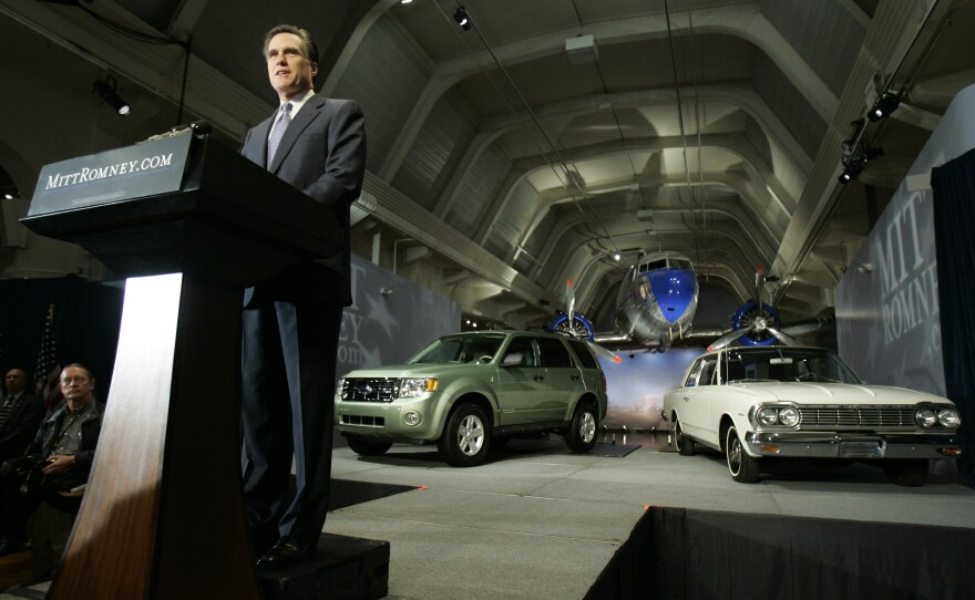 In 2007, Mitt Romney announced his candidacy for president at The Henry Ford museum in front of cars and an airplane.