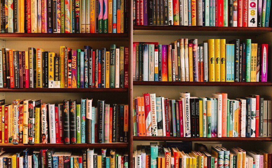 The shelves at Yu & Me before the fire.