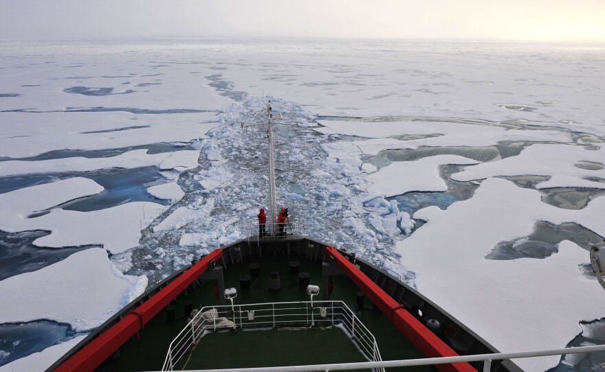 China also has a single icebreaker — Xue Long, or Snow Dragon, shown here sailing in the Arctic Ocean in 2010  — with one more on the way.