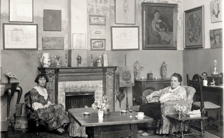 Gertrude Stein, right, and Alice B. Toklas in 1922 in their art-filled Paris apartment.