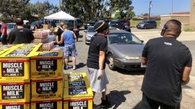 South Hills Church in San Diego’s Southbay holding a drive through food distribution near Paradise Hills, May, 3, 2020.