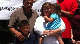 Martin Del Agua and his family outside the Sacramento Sheriff's Department on Wednesday, June 11, 2014.