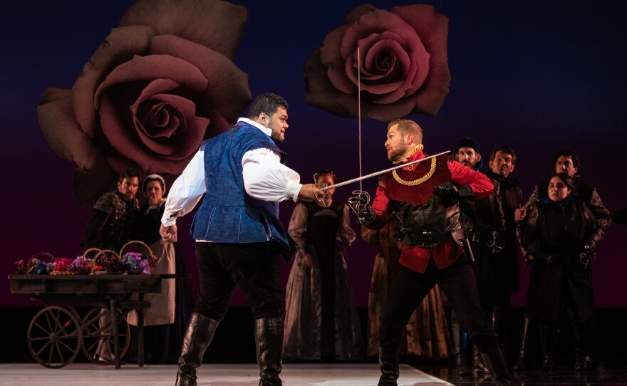 Pene Pati is Romeo and Adrian Kramer is Tybalt in San Diego Opera's "Roméo et Juliette." 