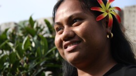 Tiibea Baure is one of more than 80 students studying nursing in Australia, as  part of a program to help people leave Kiribati because of worries about climate  change and overpopulation.