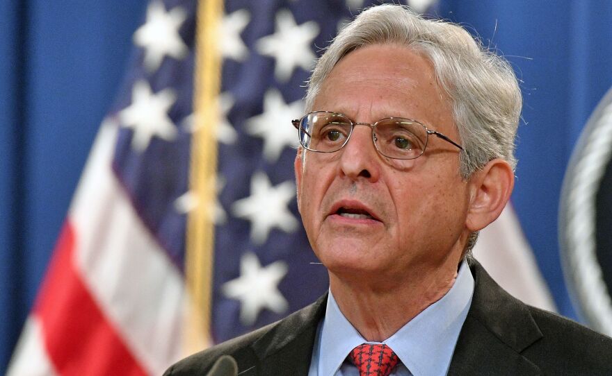 U.S. Attorney General Merrick Garland holds a press conference Thursday to announce a lawsuit against Texas. The Department of Justice is seeking a permanent injunction against the state's new abortion law.