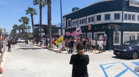 Protesters gather in Pacific Beach in opposition to California's stay-at-home order on April 26, 2020.