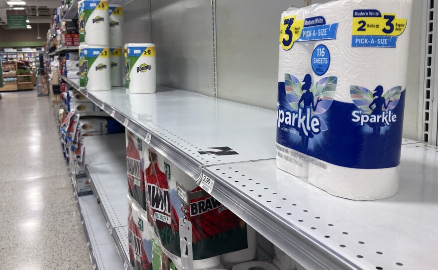Supermarkets such as this one in Orlando, Fl., are experiencing a shortage of some products as the omicron variant infects workers and worsens supply chain woes.