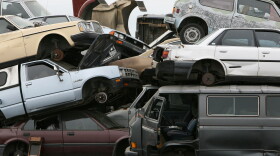 Junk cars are seen stacked at Deal Auto Wrecking July 31, 2009 in Richmond, California.