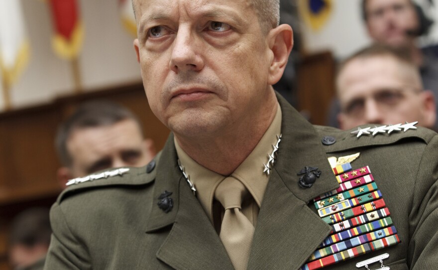 Marine Gen. John Allen, the former top U.S. commander in Afghanistan testifies on Capitol Hill in Washington on March 20, 2012.