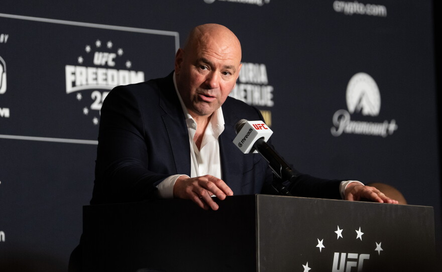 UFC President and CEO Dana White attends a press conference following the UFC Freedom 250 fight, Monday, June 15, 2026, in Washington.