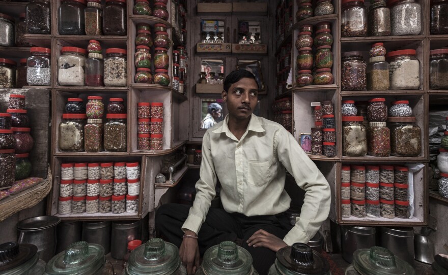 A sweet shop in Varanasi, India.