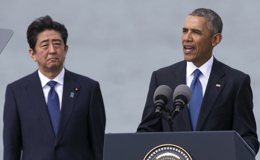 President Obama and Japanese Prime Minister Shinzo Abe made a historic appearance at Pearl Harbor on Tuesday. While Abe is not the first Japanese leader to visit the landmark, he's the first do so publicly and alongside a U.S. president.