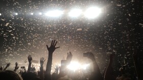 Confetti falls on fans at a concert at the Observatory North Park on April 19, 2018.