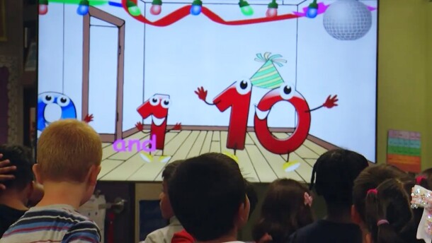 First grade students at Del Rio STEM Academy watch an educational math video in this undated photo. 