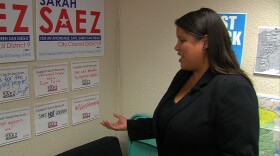 San Diego City Council District 9 candidate Sarah Saez shows handwritten notes from her supporters in her campaign office, March 18, 2016.