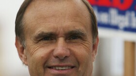 Brian Bilbray, Republican candidate for U.S. congress, campaigns at a street corner June 6, 2006 in San Marcos, California.