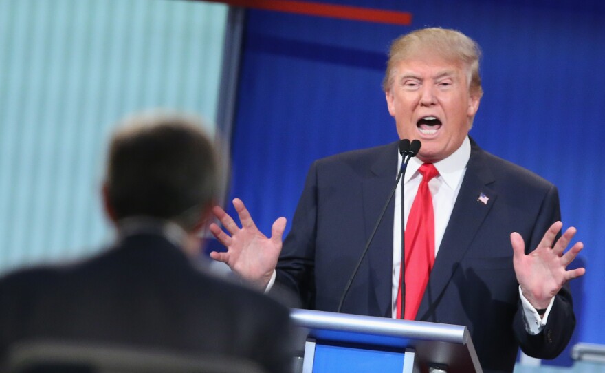 Trump fields a question during the first Republican presidential debate hosted by Fox News. That debate pulled in 24 million viewers, the largest ever for a presidential primary debate.