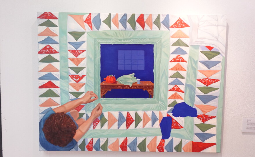 A painting by Eden DeLaVara titled, "Everyday Use," taken on April 16, 2026, at Arts District Liberty Station.