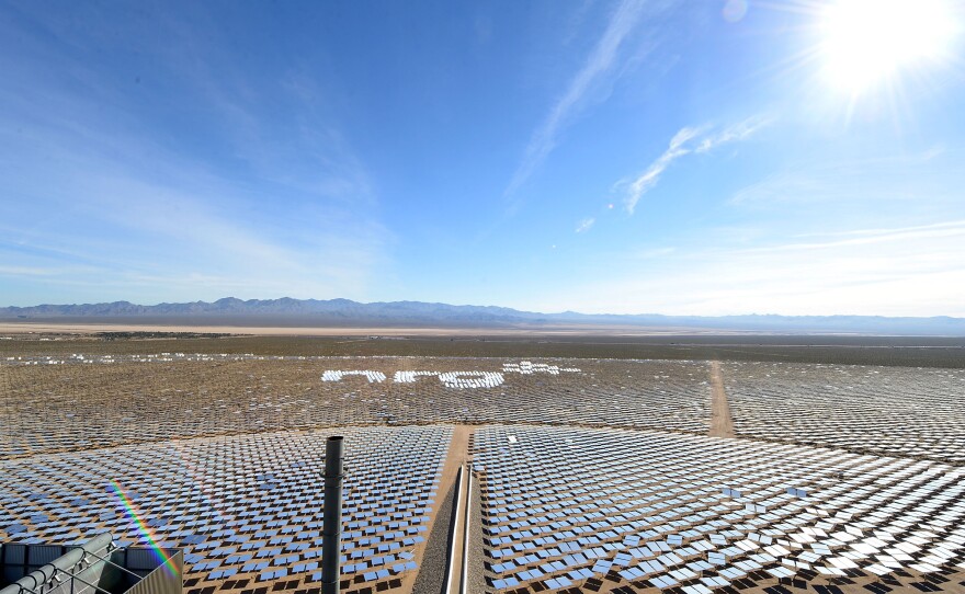 NRG celebrates the future of solar energy at the grand opening of the Ivanpah Solar Electric Generating System, on Thursday, in Nipton, Calif.