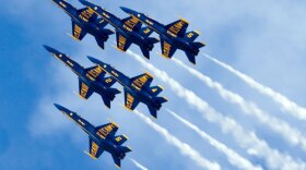 The Blue Angels in flight. 