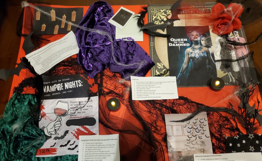 Gabby Kanu shares her vision board for her "Vampire Nights"-themed Halloween party. She says she started planning for the event four months in advance.