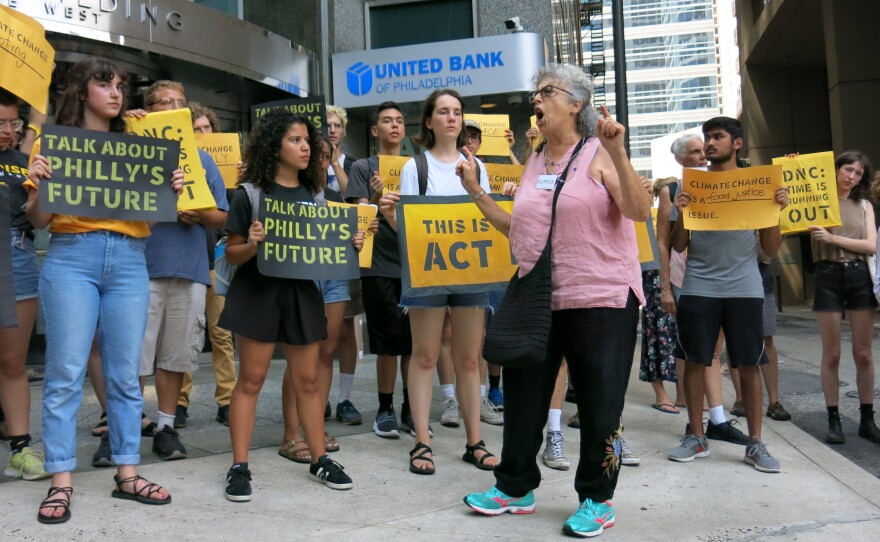 The Sunrise Movement has organized protests like this one in July in Philadelphia to pressure the Democratic National Committee to hold a primary debate focused on climate change.