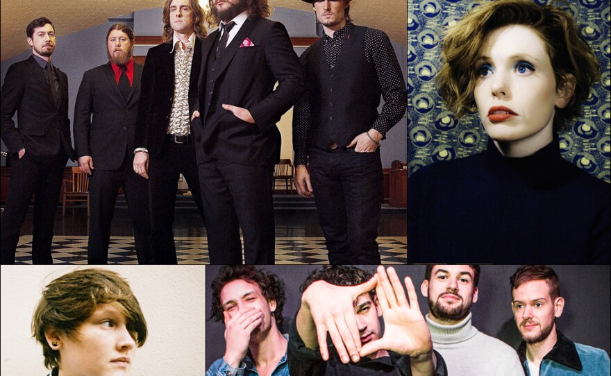 Clockwise from upper left: My Morning Jacket, Haley Bonar, The 1975, SOAK