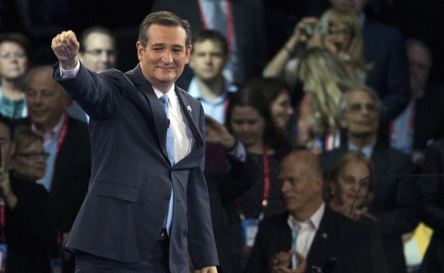 Republican presidential candidate Texas Sen. Ted Cruz waves as he arrives to speak at the 2016 American Israel Public Affairs Committee (AIPAC) Policy Conference on Monday, March 21, 2016, in Washington. (AP Photo/Evan Vucci)
