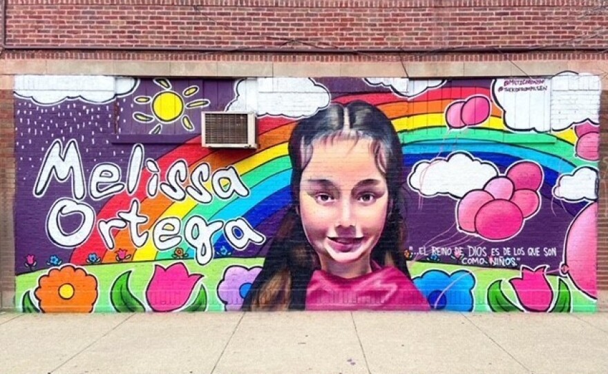 A mural of Melissa Ortega, an 8-year-old victim of gun violence in Chicago, painted by artist Milton Coronado.