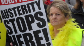 Phyllis O'Toole joined an estimated 5,000 demonstrators in the streets of Dublin on Saturday (March 31, 2012).