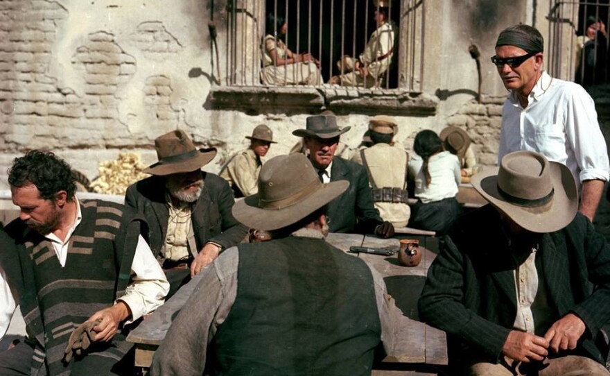 Director Sam Peckinpah (far right) on the set of "The Wild Bunch."