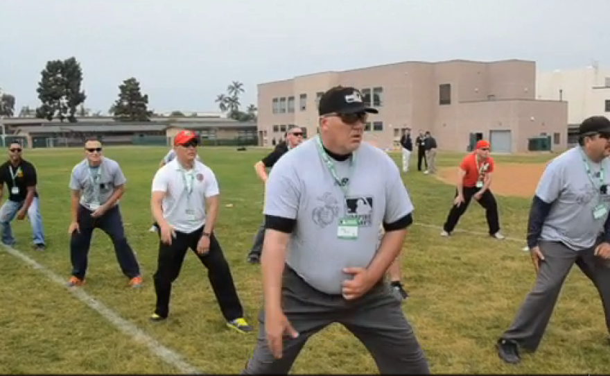 MLB umpires training Camp Pendleton Marines on April 27, 2013.