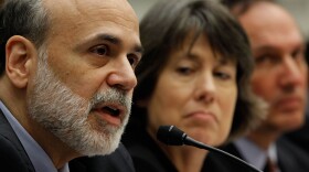 Federal Reserve Bank Chairman Ben Bernanke (L) testifies with Federal Deposit Insurance Corporation Chairman Sheila Bair (C) and U.S. Comptroller of the Currency John Dugan during a hearing of the House Financial Services Committee on Capitol Hill July 24, 2009 in Washington, DC. 