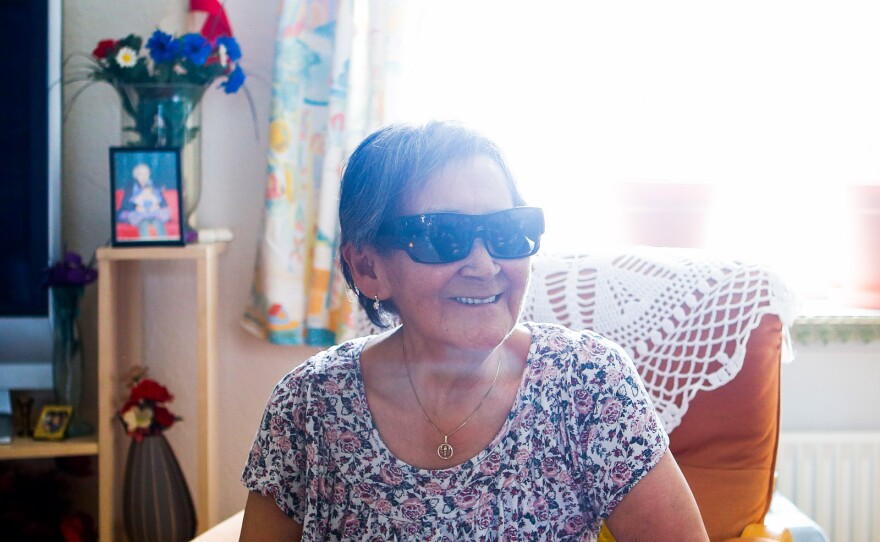 Atsa Schmidt in her living room in Nuuk.