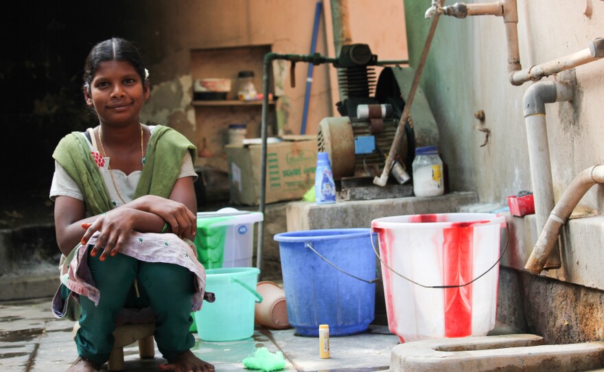 Manju, 16, is an orphan who works as a domestic helper. Her message to Obama: "I need a proper school to go to."