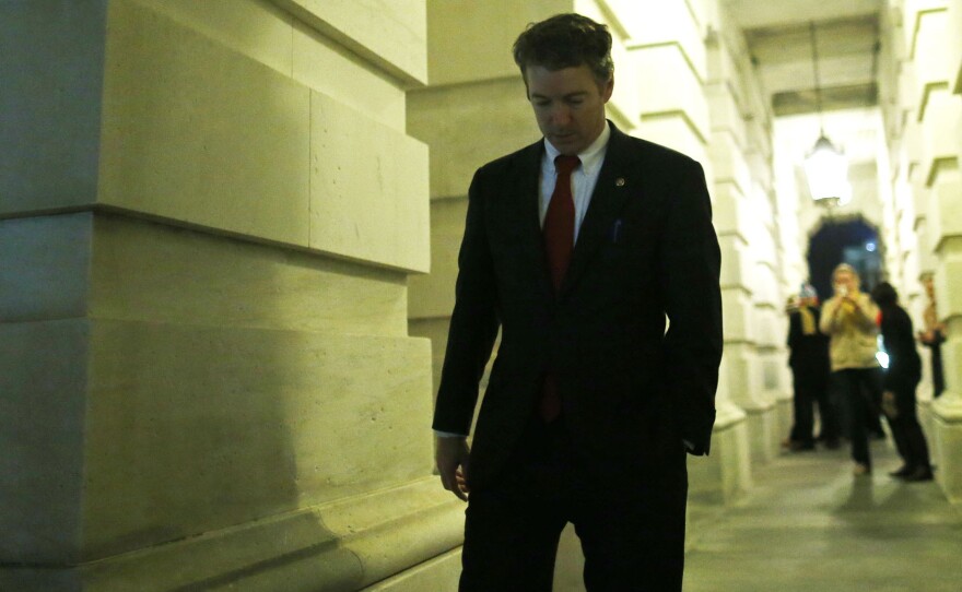 Sen. Rand Paul, R-Ky., walks out of the Capitol after his filibuster of the nomination of John Brennan to be CIA director on Capitol Hill early Thursday.