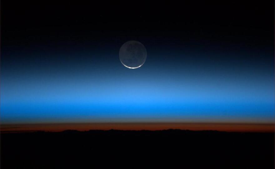 The moon, seen from the International Space Station, on July 31.
