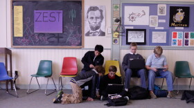 Boys gathering to get ready for Morning Circle.